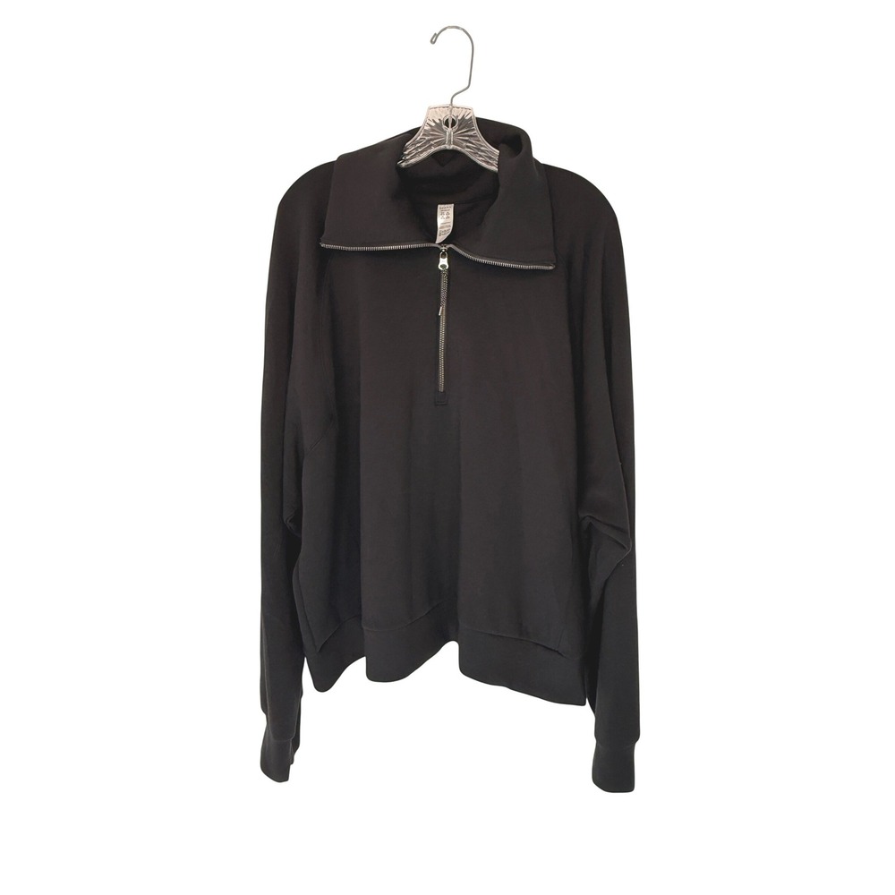 SPANX AirEssentials Half Zip Sweatshirt Drapey Pullover Black Basic Casual 3X